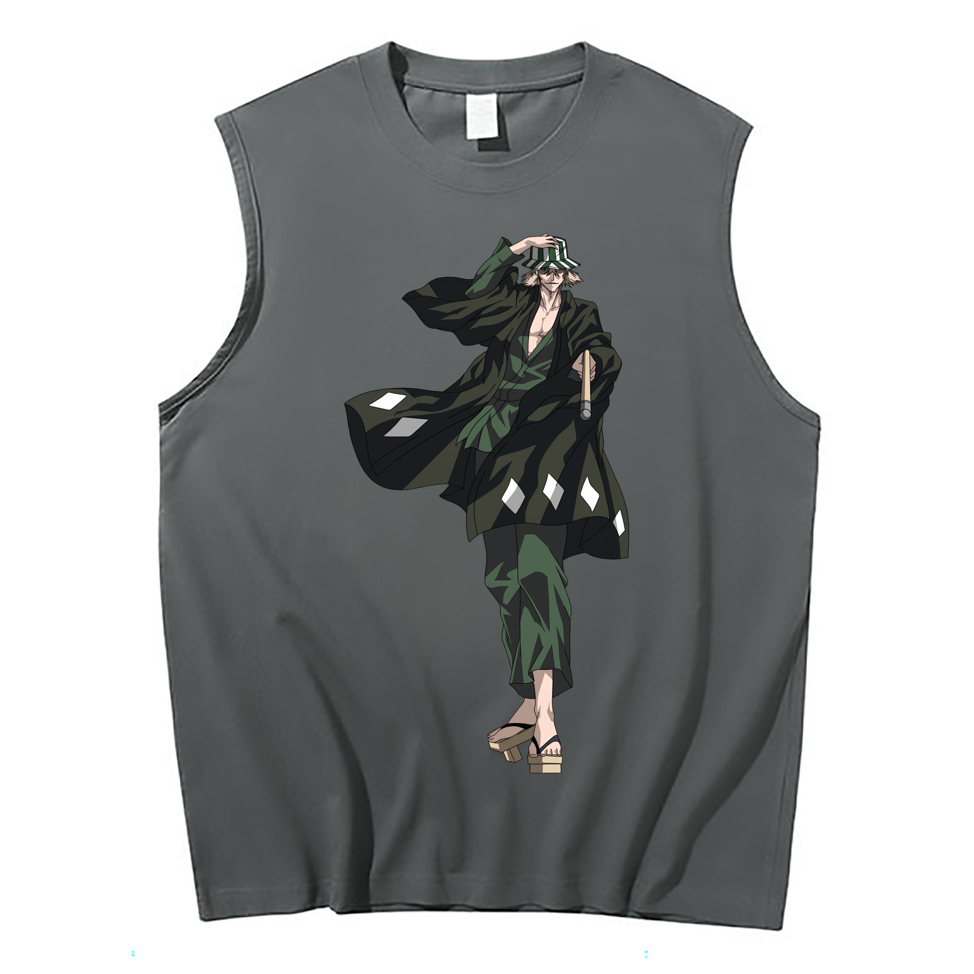 （画像用） "ブリーチ 浦原 喜助（うらはら きすけ） BLEACH Urahara Kisuke " コットン100％タンクトップ（フロントプリント）